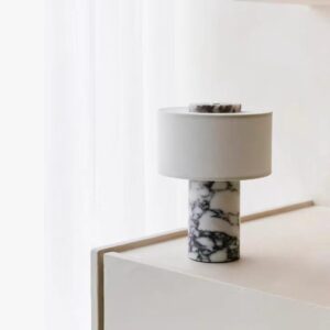 Marble Column Table Lamp with Fabric Shade TL-D001 2