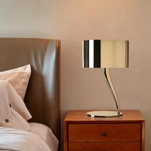 Modern Brass Finish S-Curve Stem Cylinder Shade Table Lamp TL-B039 2