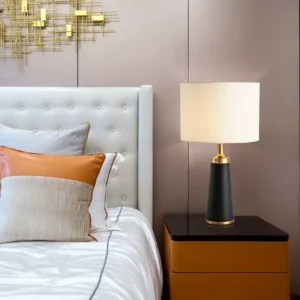 Contemporary Black Cone Base Brass Accent Bedside Table Lamp TL-B044 3