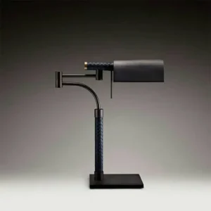 Matte Black Adjustable Swing Arm Desk Lamp with Woven Leather TL-B047 1