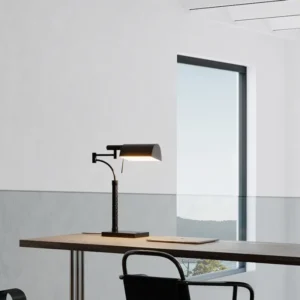 Matte Black Adjustable Swing Arm Desk Lamp with Woven Leather TL-B047 4