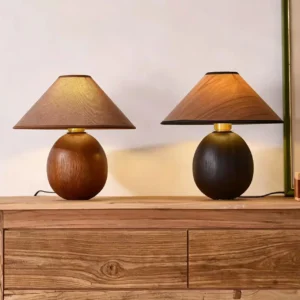Japandi Rustic Wood Base & Fabric Table Lamp TL-N022 1