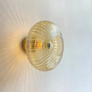Modern Brass Metal and Fluted Glass Wall Sconce for Bedroom/Entryway WA1009 4