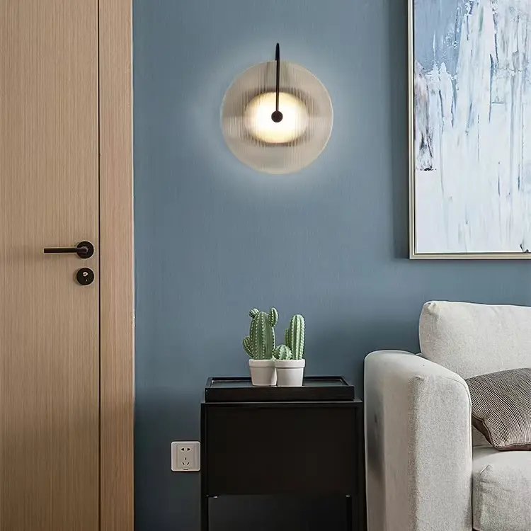Minimalist Decor Round Fluted Striped Glass Wall Sconce WA1010 1