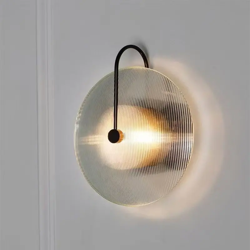 Minimalist Decor Round Fluted Striped Glass Wall Sconce WA1010 8