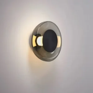 Minimalist Oval Glass Wall Sconce with Black or Brass Metal WA1013 2