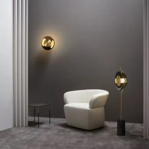 Minimalist Oval Glass Wall Sconce with Black or Brass Metal WA1013 3