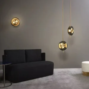 Minimalist Oval Glass Wall Sconce with Black or Brass Metal WA1013 4