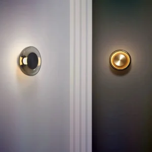 Minimalist Oval Glass Wall Sconce with Black or Brass Metal WA1013 5