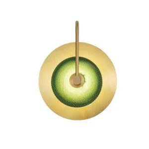 Round Brass Metal Curved Arm Mesh Textured Glass Wall Lamp WA1014 1
