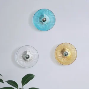 Circular Spiral Ripple Clear& Amber & Blue Glass Wall Sconce WA1015 1