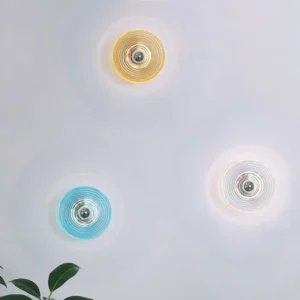 Circular Spiral Ripple Clear& Amber & Blue Glass Wall Sconce WA1015 6