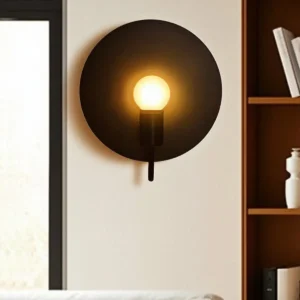 Minimalsit Matte Black Half Round Wall Sconce with Curved Arm WA1017 1