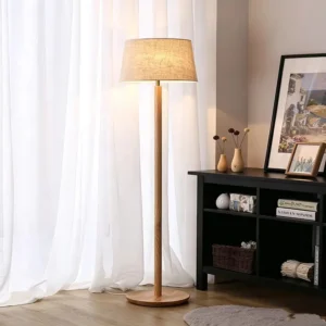 Nordic Pleated Fabric Shade Wooden Floor Lamp FL-B002 2