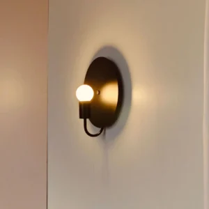 Minimalsit Matte Black Half Round Wall Sconce with Curved Arm WA1017 2