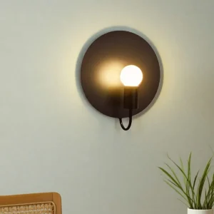 Minimalsit Matte Black Half Round Wall Sconce with Curved Arm WA1017 4
