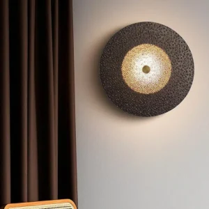 Minimalist Black Speckled Textured Disc LED Wall Sconce WA1019 4