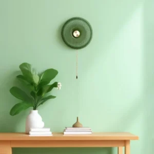 Modern Brass Metal& Green Glass Wall Lamp with Pull Chain WA1020 1