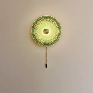 Modern Brass Metal& Green Glass Wall Lamp with Pull Chain WA1020 4