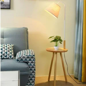 Modern Wood Floor Lamp with Storage Side Table FL-B007 2