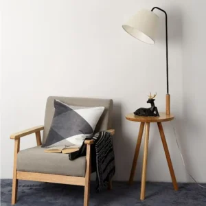 Modern Wood Floor Lamp with Storage Side Table FL-B007 3