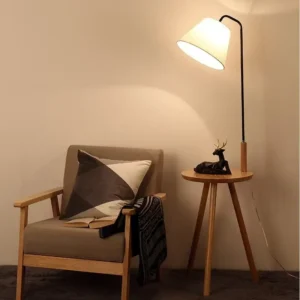 Modern Wood Floor Lamp with Storage Side Table FL-B007 4