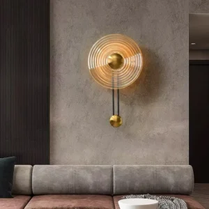 Modern Wave Amber Glass & Brass Metal LED Wall Lamp WA1023 5
