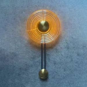 Modern Wave Amber Glass & Brass Metal LED Wall Lamp WA1023 1