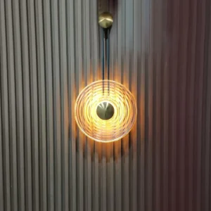 Modern Wave Amber Glass & Brass Metal LED Wall Lamp WA1023 2