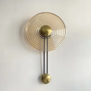 Modern Wave Amber Glass & Brass Metal LED Wall Lamp WA1023 3