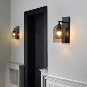 Modern Black Metal Arm Bell Glass Bedroom Wall Sconce WA1027 2