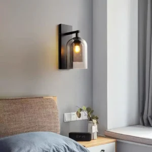 Modern Black Metal Arm Bell Glass Bedroom Wall Sconce WA1027 3