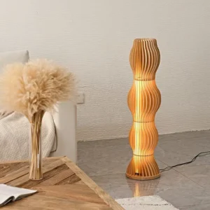 Wabi-Sabi Layered Wave Wooden Floor Lamp FL-B013 1