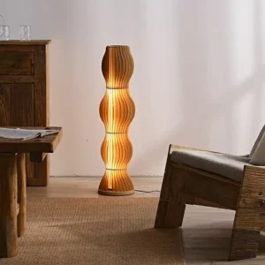 Wabi-Sabi Layered Wave Wooden Floor Lamp FL-B013 2