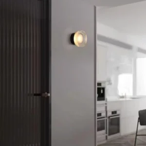 Clear Ribbed Round Acrylic Metal Base Wall Sconce WA1028 2