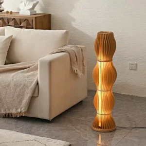 Wabi-Sabi Layered Wave Wooden Floor Lamp FL-B013 3