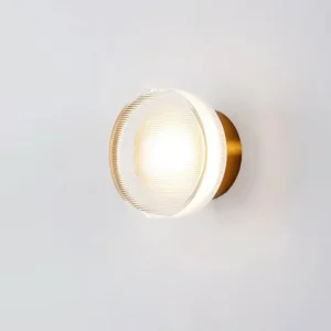 Clear Ribbed Round Acrylic Metal Base Wall Sconce WA1028 3