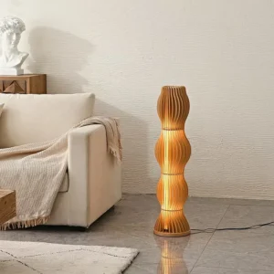 Wabi-Sabi Layered Wave Wooden Floor Lamp FL-B013 4