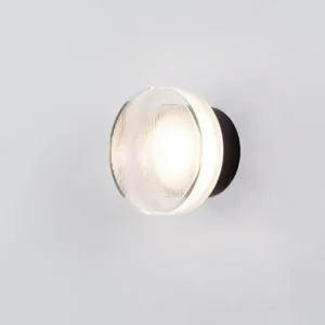 Clear Ribbed Round Acrylic Metal Base Wall Sconce WA1028 4