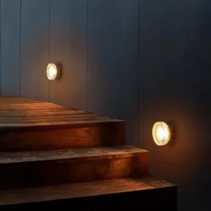 Clear Ribbed Round Acrylic Metal Base Wall Sconce WA1028 5