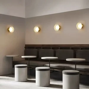 Clear Ribbed Round Acrylic Metal Base Wall Sconce WA1028 6