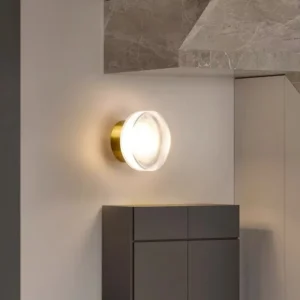 Clear Ribbed Round Acrylic Metal Base Wall Sconce WA1028 7