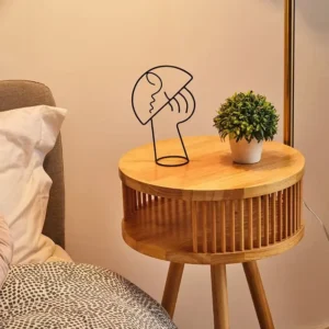 Tripod Side Table Floor Lamp with Curved Arm & Pleated Shade FL-B014 3