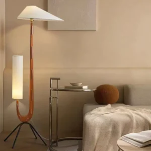 U-Shaped Dual Light Wood Floor Lamp with Tripod Base FL-B015 4