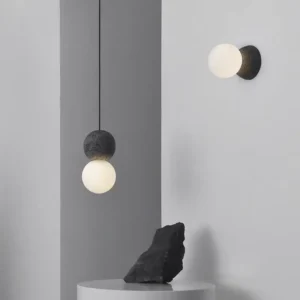 Modern Black Cement & White Glass Wall Lamp WA1031 2