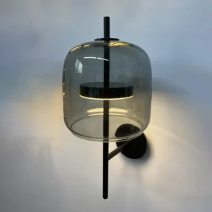 Modern Glass Shade & Metal Vertical Rod Wall Sconce WA1032 1