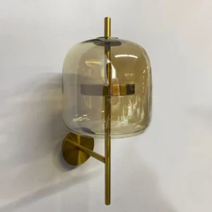 Modern Glass Shade & Metal Vertical Rod Wall Sconce WA1032 2