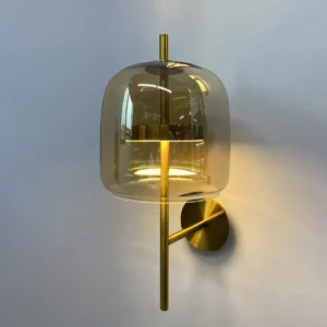 Modern Glass Shade & Metal Vertical Rod Wall Sconce WA1032 4