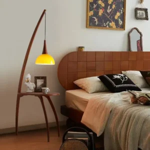 Dark Walnut Arc Standing Lamp with Storage Tray FL-B018 1