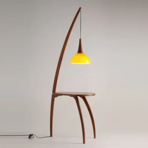 Dark Walnut Arc Standing Lamp with Storage Tray FL-B018 2